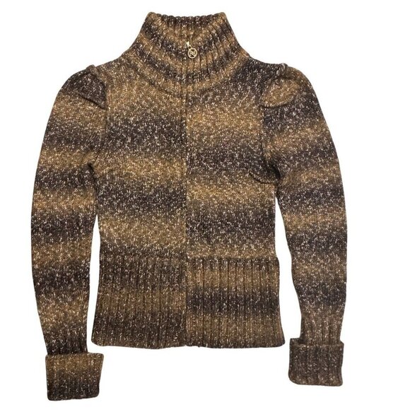 ADRIENNE VITTADINI Wool Blend Cardigan Zip‎ Up Sweater Medium Brown Multicolor - Picture 4 of 16